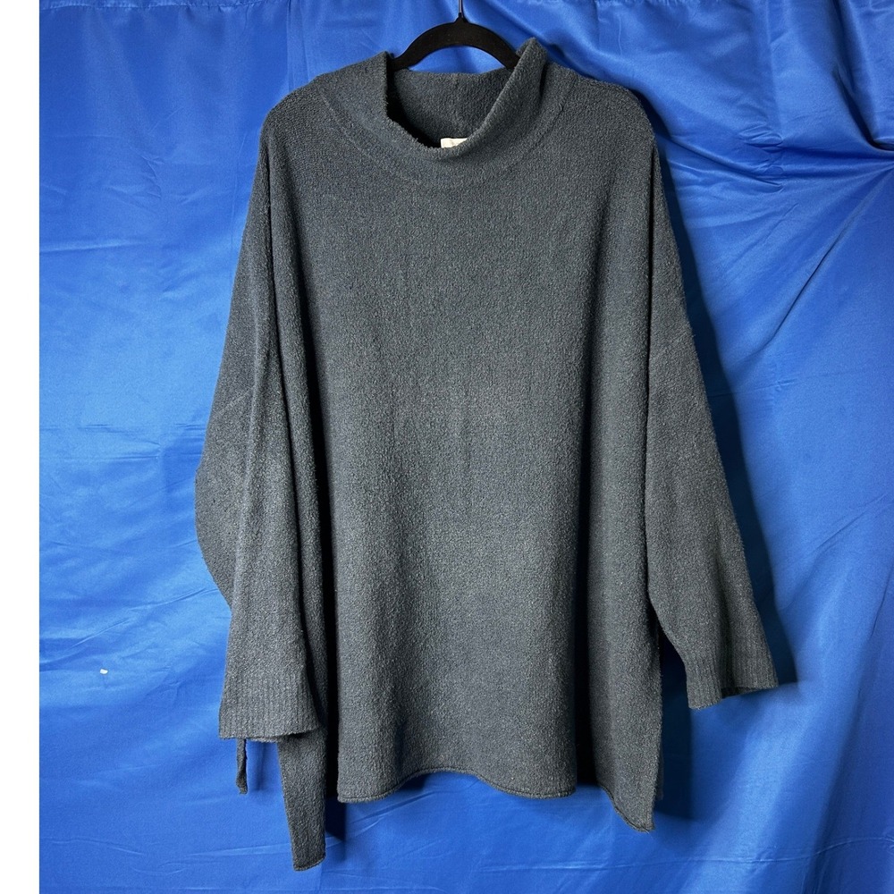J Jill Women Teal Side Tie Oversized Tunic Sweater One Size Lagenlook Minimalist - Picture 10 of 11